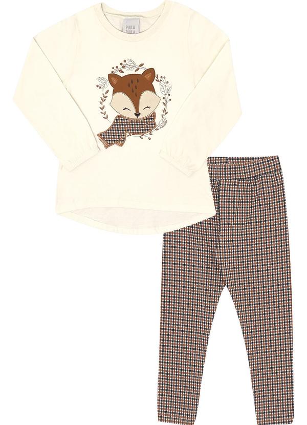 Pulla Bulla - Conjunto Meia Malha Jacquard Fio Tinto Bege