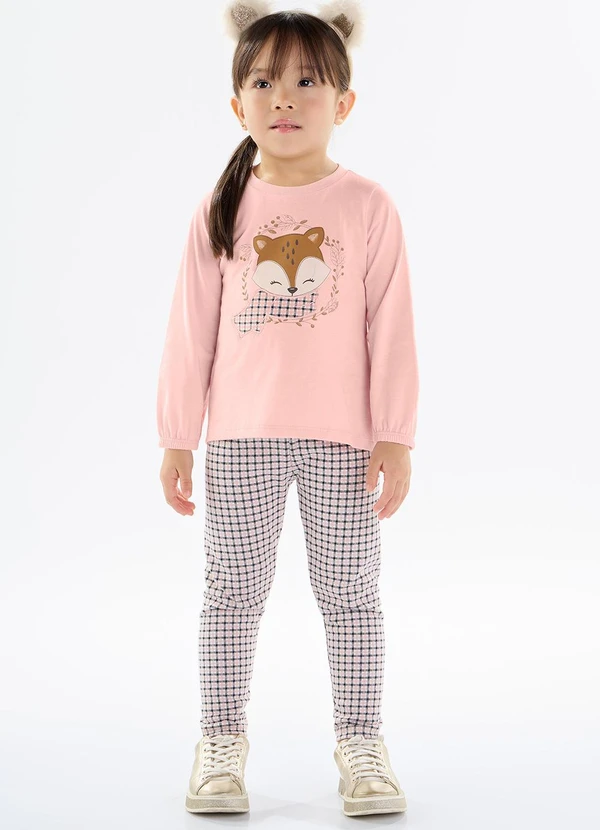 Pulla Bulla - Conjunto Meia Malha Jacquard Fio Tinto Rosa