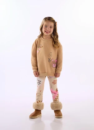 Up Baby - Conjunto Menina Blusa Calça Marrom - UP BABY