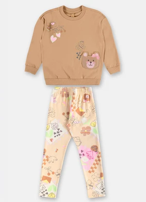 Up Baby - Conjunto Menina Blusa Calça Marrom - UP BABY