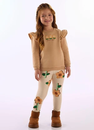 Up Baby - Conjunto Menina Blusão Calça Marrom - UP BABY
