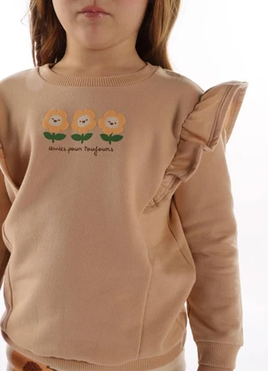 Up Baby - Conjunto Menina Blusão Calça Marrom - UP BABY