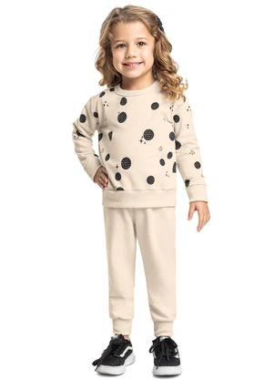 Bee Loop - Conjunto Menina Blusão e Calça Bege - BEE LOOP