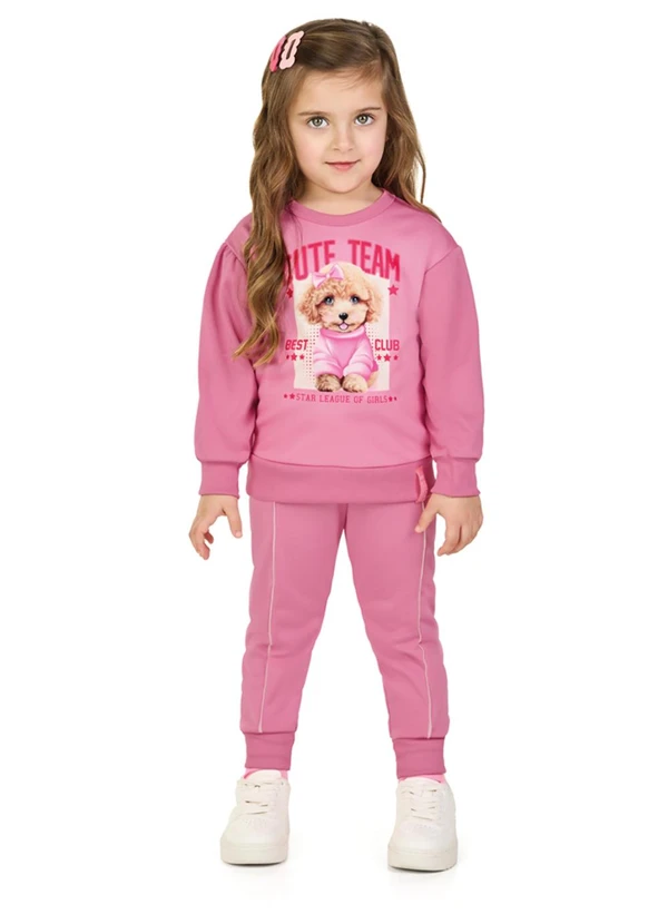 Marlan - Conjunto Menina Blusão e Calça em Newtech Rosa