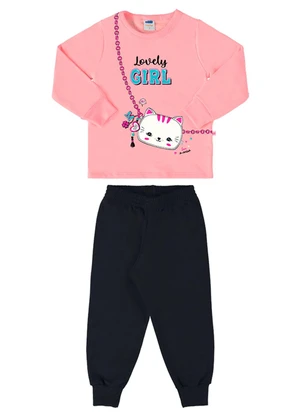 Marlan - Conjunto Menina Blusão e Calça Moletom Girl Rosa - MARLAN