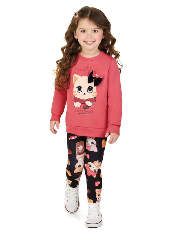 Marlan - Conjunto Menina Blusão e Legging Laranja