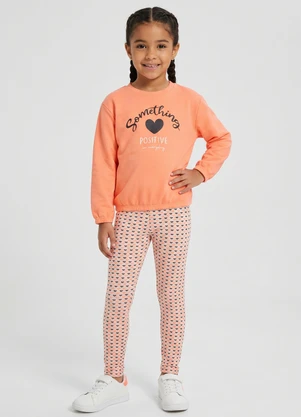 Guloseima - Conjunto Menina Blusão e Legging Laranja - GULOSEIMA