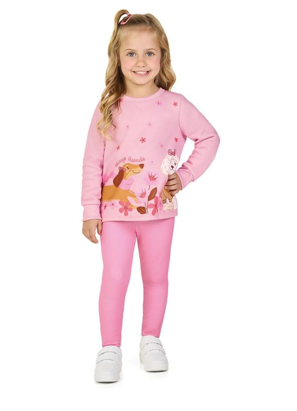 Marlan - Conjunto Menina Blusão e Legging Rosa