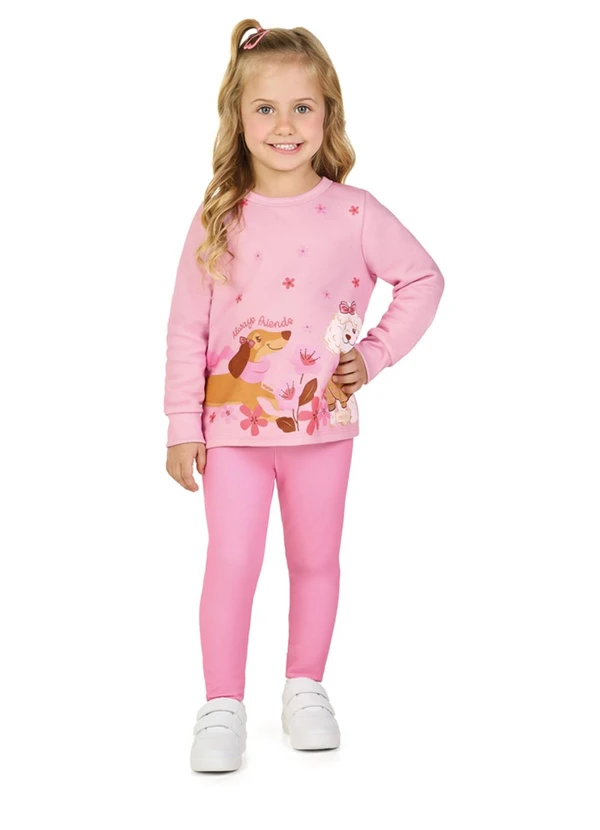 Marlan - Conjunto Menina Blusão e Legging Rosa