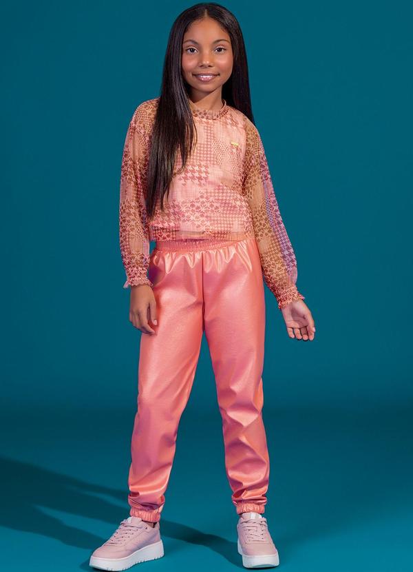 Colorittá - Conjunto Menina Calça Metalizada Rosa
