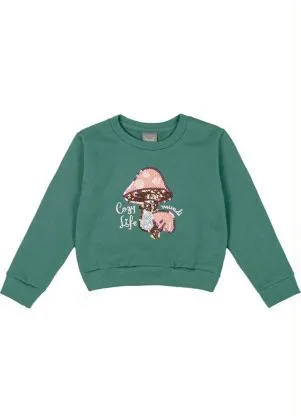 Mundi - Conjunto Menina com Aplique de Cogumelo Verde - MUNDI