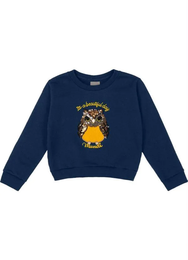 Brandili Mundi - Conjunto Menina com Aplique de Corujinha Azul 3