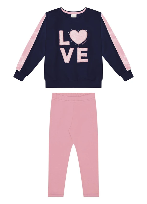 Alakazoo - Conjunto Menina com Bordado em Pelo Fluffy Azul