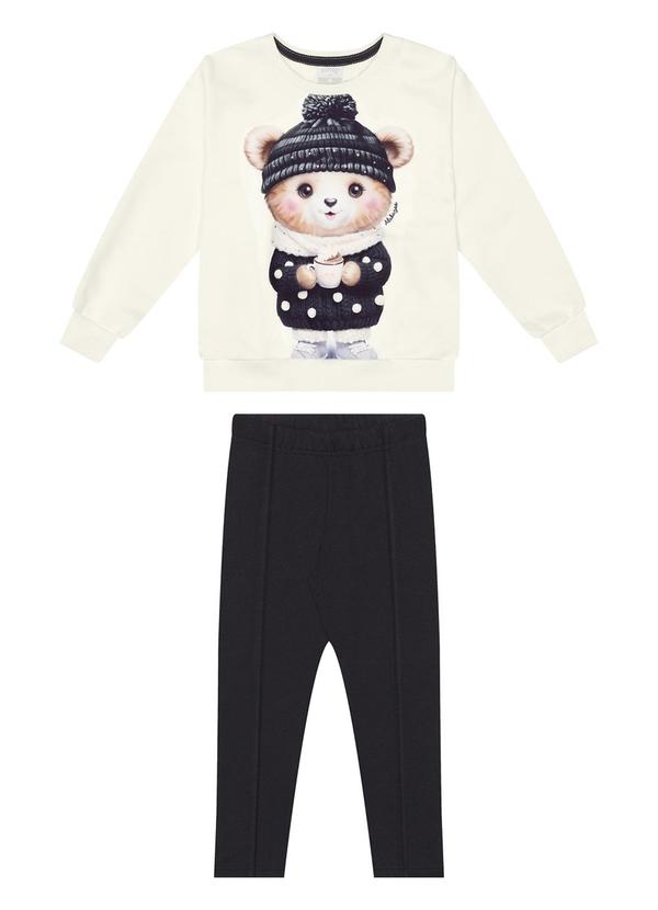 Alakazoo - Conjunto Menina com Calça e Blusão Branco 2