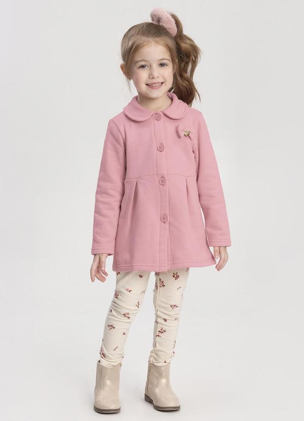 Alakazoo - Conjunto Menina com Calça e Casaco Alongado Bege