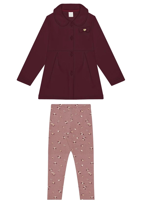 Alakazoo - Conjunto Menina com Calça e Casaco Alongado Rosa