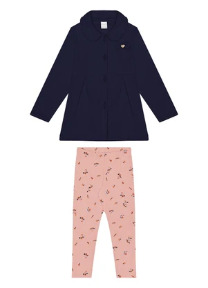 Alakazoo - Conjunto Menina com Calça e Casaco Alongado Rosa - ALAKAZOO