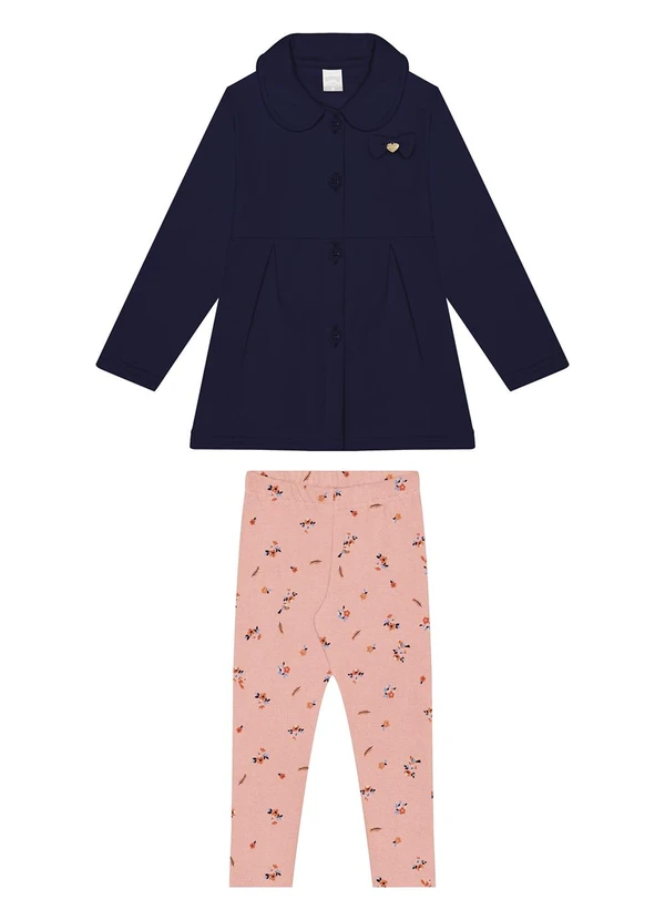 Alakazoo - Conjunto Menina com Calça e Casaco Alongado Rosa