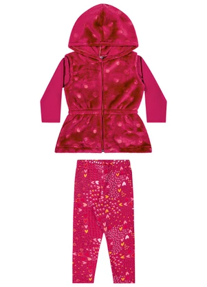 Elian - Conjunto Menina com Colete Peluciado Rosa - ELIAN