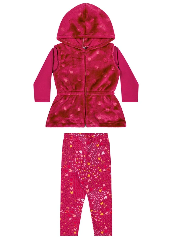 Elian - Conjunto Menina com Colete Peluciado Rosa