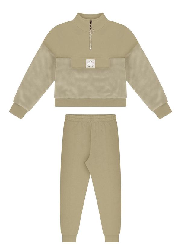 Alakazoo - Conjunto Menina com Recortes em Pelo Fluffy Bege 1