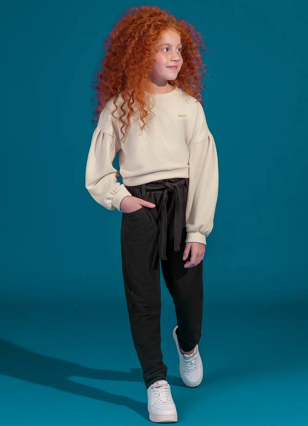 Colorittá - Conjunto Menina Cropped Bege