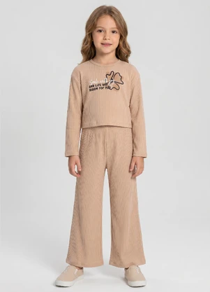 Guloseima - Conjunto Menina Cropped e Calça Marrom - GULOSEIMA