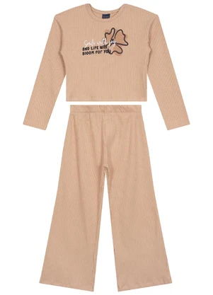 Guloseima - Conjunto Menina Cropped e Calça Marrom - GULOSEIMA