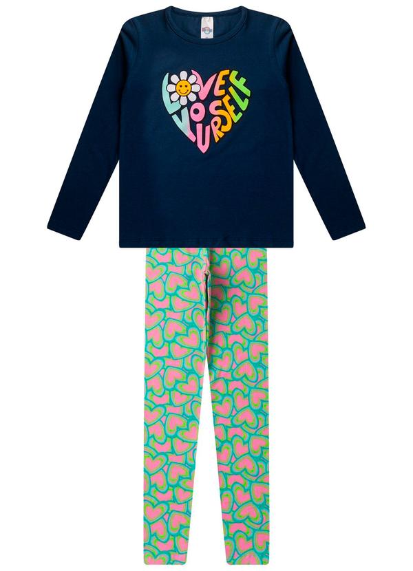Rovi Kids - Conjunto Menina em Cotton Manga Longa Azul