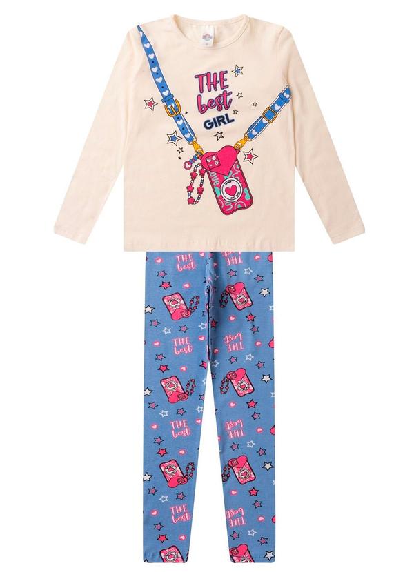 Rovi Kids - Conjunto Menina em Cotton Manga Longa Bege