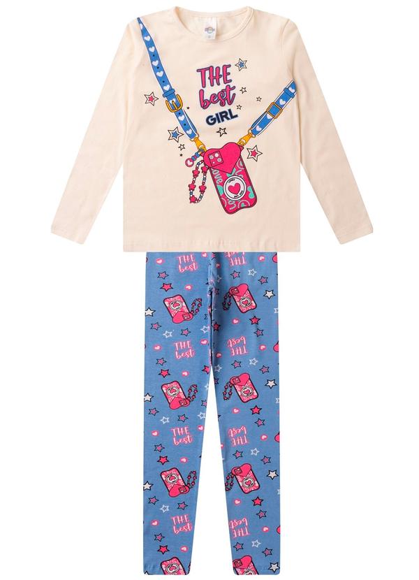 Rovi Kids - Conjunto Menina em Cotton Manga Longa Bege