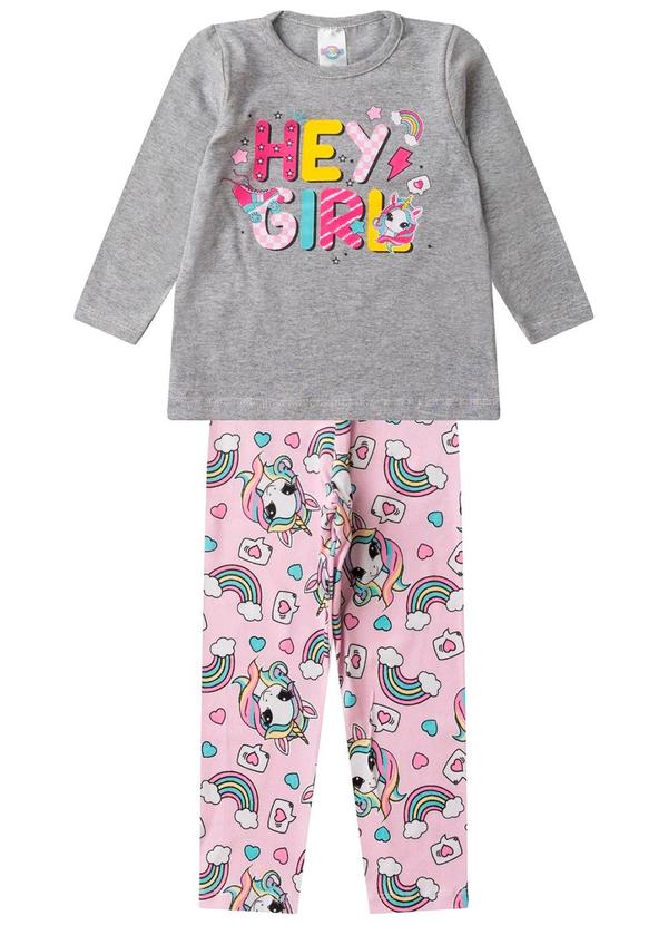 Rovi Kids - Conjunto Menina em Cotton Manga Longa Cinza