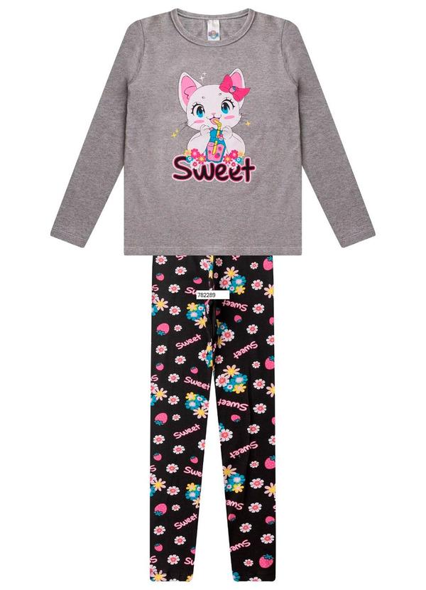 Rovi Kids - Conjunto Menina em Cotton Manga Longa Cinza