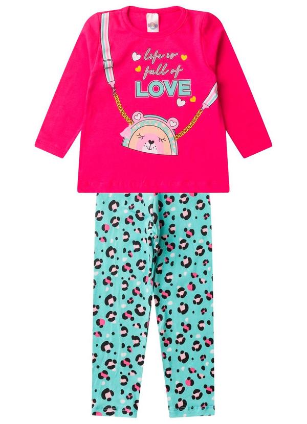 Rovi Kids - Conjunto Menina em Cotton Manga Longa Rosa