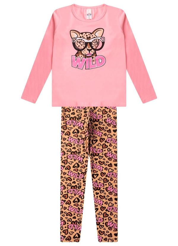 Rovi Kids - Conjunto Menina em Cotton Manga Longa Rosa