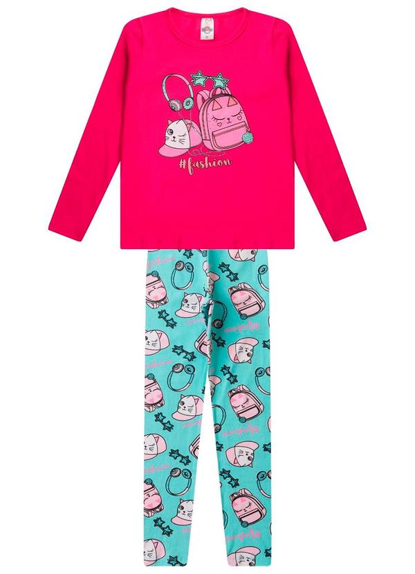 Rovi Kids - Conjunto Menina em Cotton Manga Longa Rosa