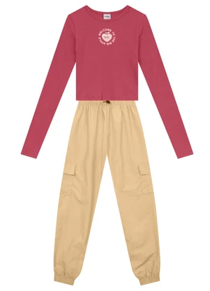 Brandili - Conjunto Menina em Microfibra Vermelho - BRANDILI