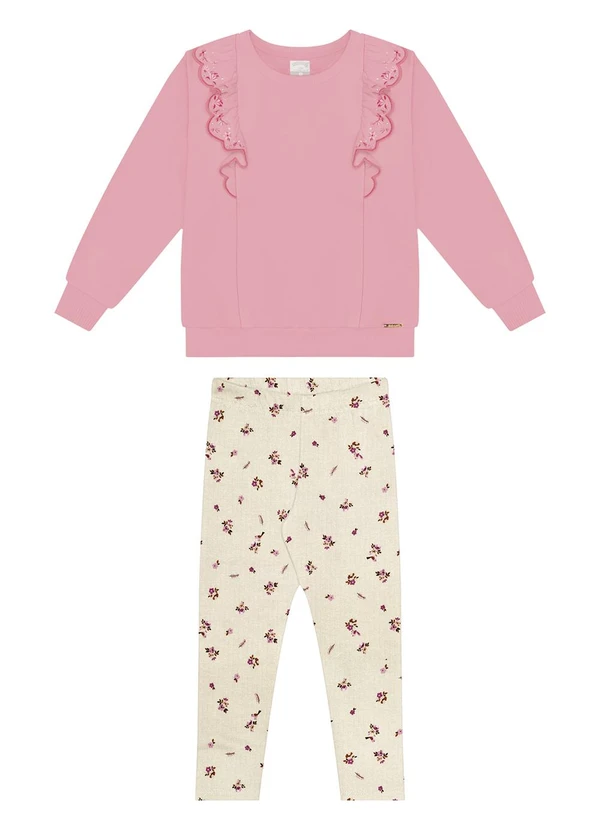 Alakazoo - Conjunto Menina em Molecotton Felpado Bege 2