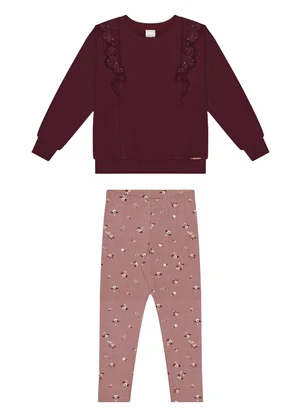 Alakazoo - Conjunto Menina em Molecotton Felpado Rosa - ALAKAZOO