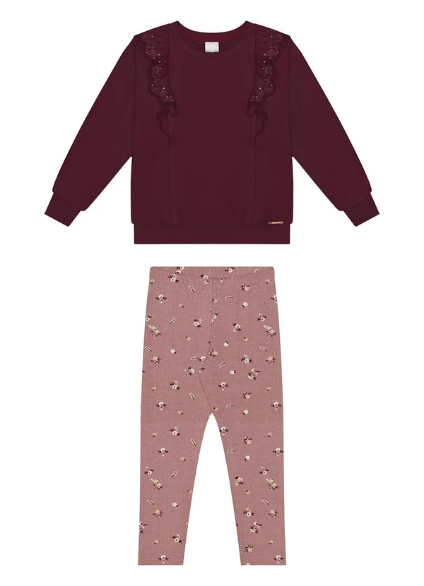 Alakazoo - Conjunto Menina em Molecotton Felpado Rosa