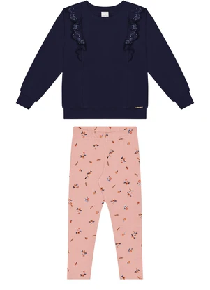 Alakazoo - Conjunto Menina em Molecotton Felpado Salmão - ALAKAZOO