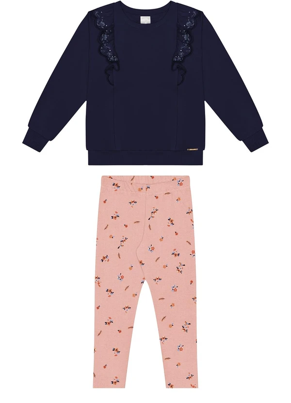 Alakazoo - Conjunto Menina em Molecotton Felpado Salmão