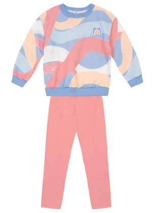 Brandili - Conjunto Menina em Moletom Azul - BRANDILI