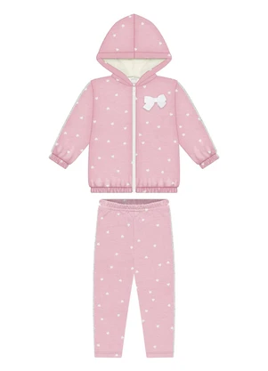 Alakazoo - Conjunto Menina Estampado com Capuz Forrado Rosa - ALAKAZOO