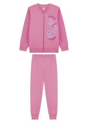 Marlan - Conjunto Menina Jaqueta e Calça em Moletom Rosa - MARLAN