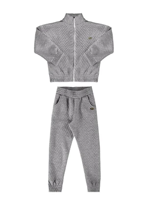 Milli e Nina - Conjunto Menina Jaqueta e Calça Matelassê Cinza - MILLI E NINA