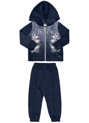Marlan - Conjunto Menina Jaqueta e Calça Plush Love Azul - MARLAN