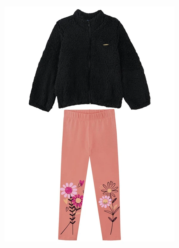 Marlan - Conjunto Menina Jaqueta e Legging Preto