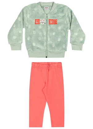 Elian - Conjunto Menina Jaqueta Peluciada e Calça Verde - ELIAN