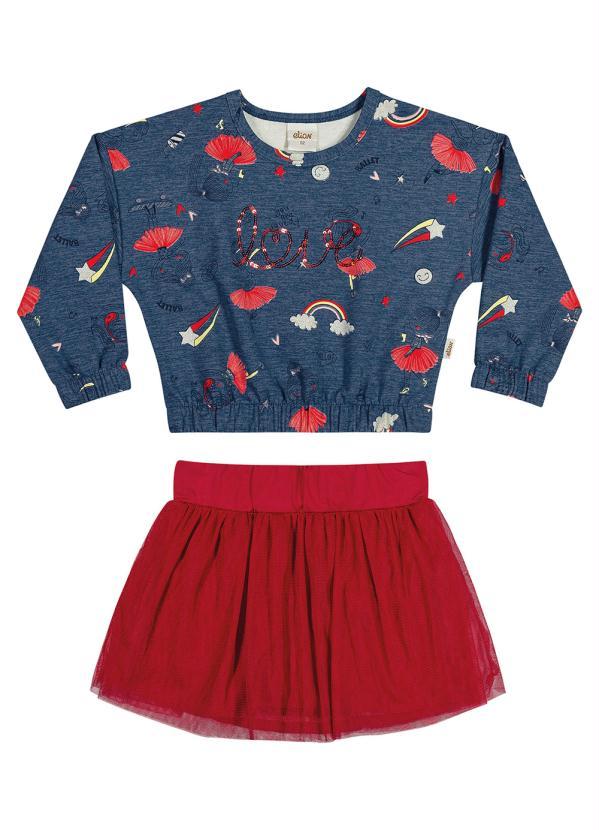 Elian - Conjunto Menina Love com Tule Marinho